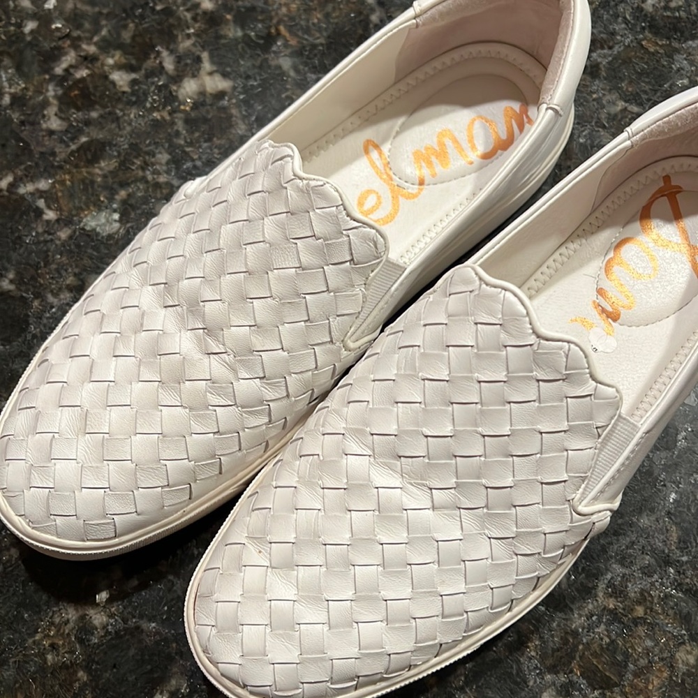 Sam Edelman White Woven Slip-On Sneakers